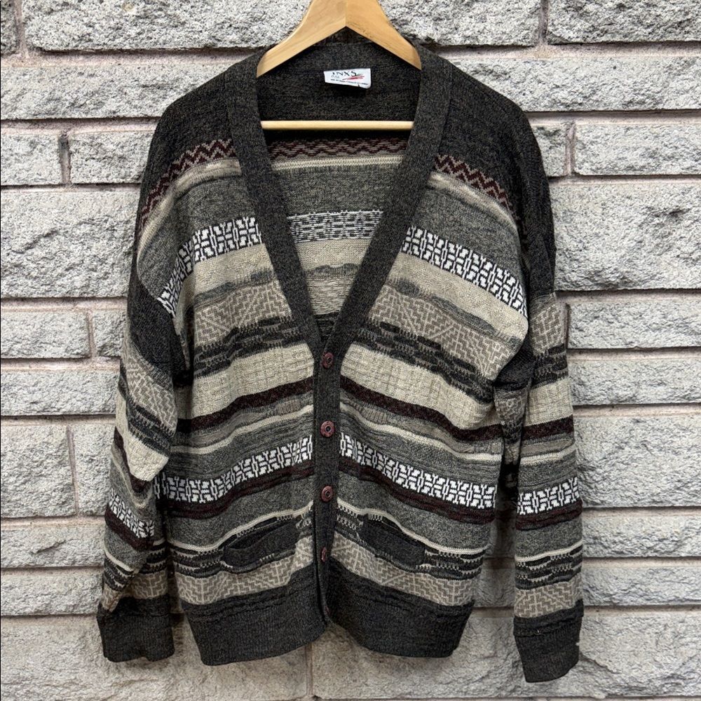 Vintage men’s Multicolor Cardigan Sweater made in Canada